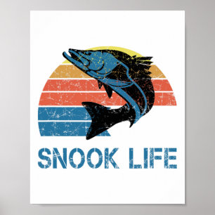 Snook Fishing Retro Vintage Style Jumping Saltwate Poster