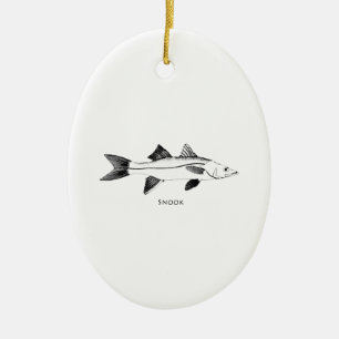 Snook Line Art Logo Ceramic Ornament
