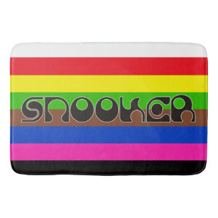 SNOOKER modern font & coloured stripes Bath Mat