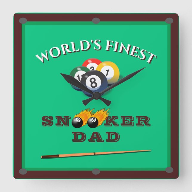 Snooker pool billiards table best dad ever square wall clock (Front)