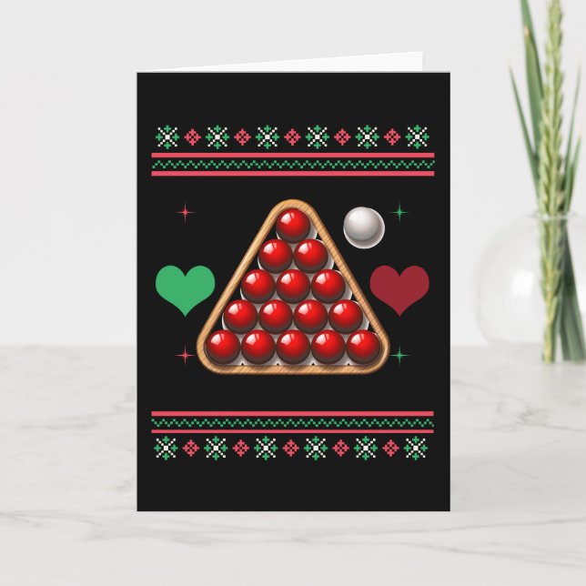 Snooker Ugly Christmas Sweater Xmas Card (Front)