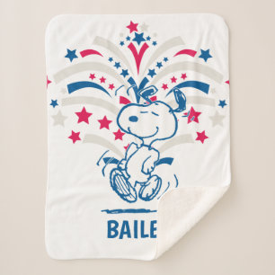 Snoopy 4th of July Dance Pet Sherpa Blanket