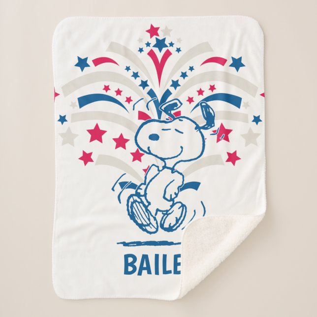 Snoopy 4th of July Dance Sherpa Blanket (Front)