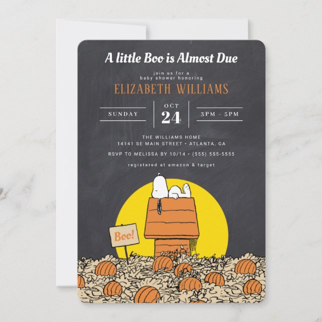 Snoopy | A Little Boo is Almost Due Baby Shower Invitation (Front)