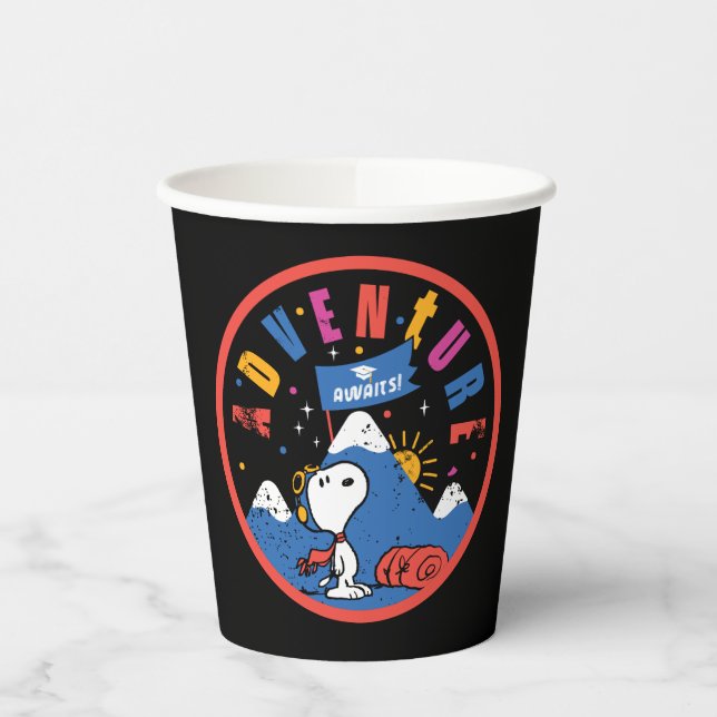 Snoopy Adventure Awaits Graduation Mountain Design Paper Cups (Left)