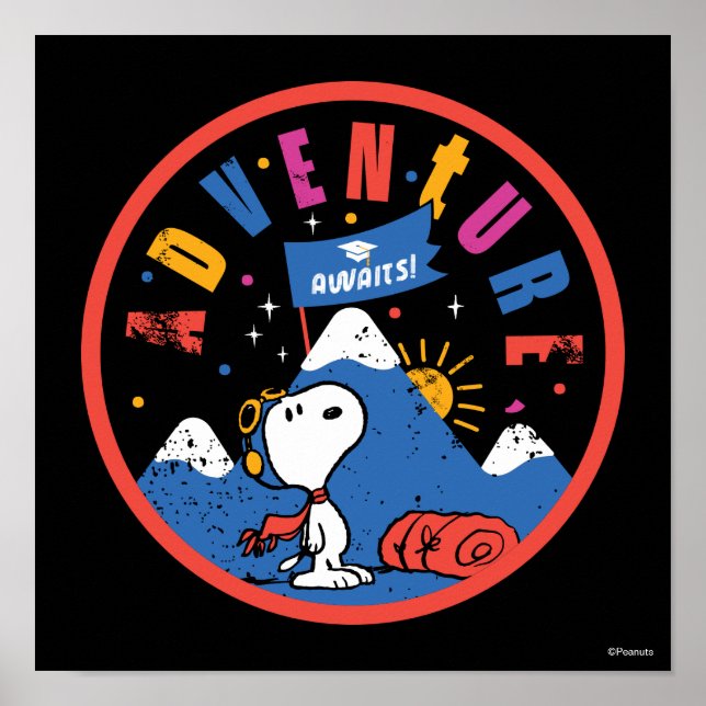 Snoopy Adventure Awaits Graduation Mountain Design Poster (Front)