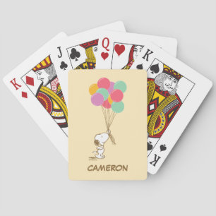 Snoopy and Balloons   Add Your Name Playing Cards