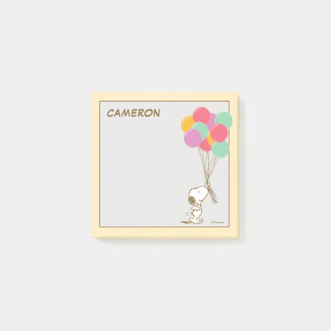 Snoopy and Balloons | Add Your Name Post-it Notes (Front)