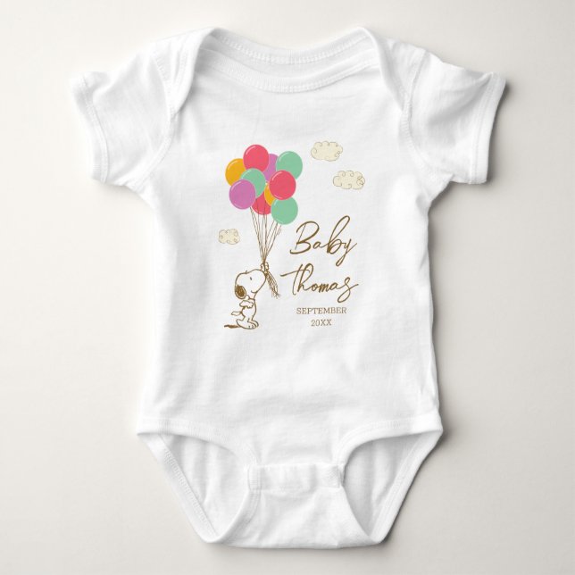 Snoopy and Balloons | Baby Coming Soon Bodysuit (Front)