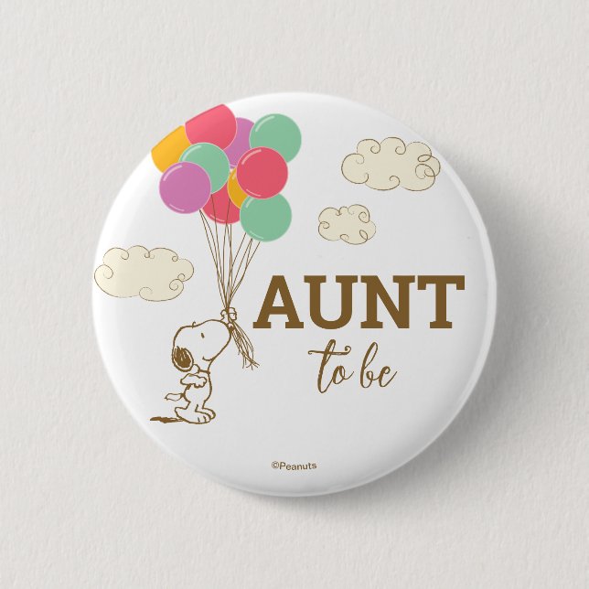 Snoopy and Balloons Baby Shower Aunt 6 Cm Round Badge (Front)
