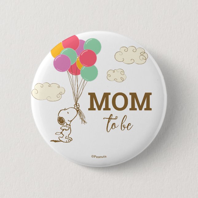 Snoopy and Balloons Baby Shower Mum To Be 6 Cm Round Badge (Front)