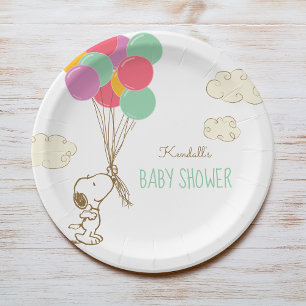 Snoopy and Balloons Baby Shower Paper Plate