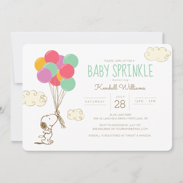 Snoopy and Balloons Baby Sprinkle Invitation (Front)