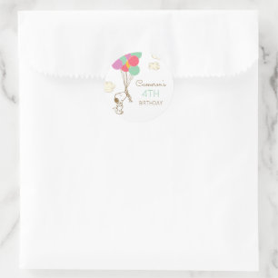 Snoopy and Balloons Birthday Classic Round Sticker