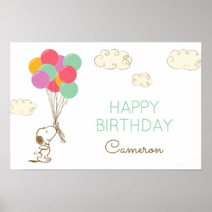 Snoopy and Balloons Birthday Poster