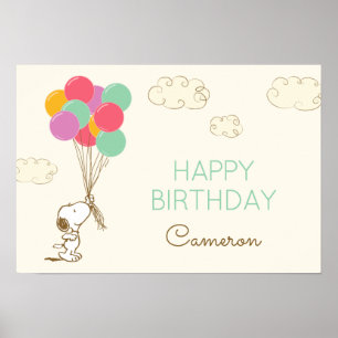 Snoopy and Balloons Birthday Poster