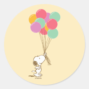 Snoopy and Balloons Classic Round Sticker