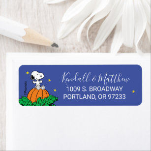 Snoopy and Pumpkin Baby Shower Return Address Label