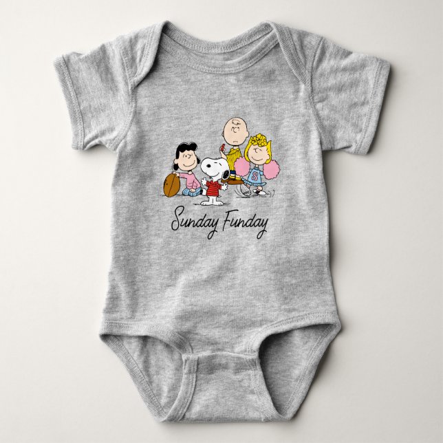 Snoopy and the Gang Play Football Baby Bodysuit (Front)