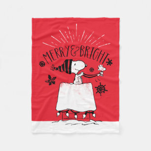 Snoopy and Woodstock - Merry & Bright Fleece Blanket