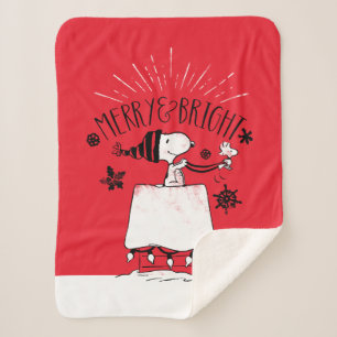 Snoopy and Woodstock - Merry & Bright Sherpa Blanket