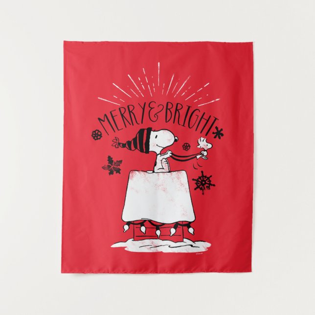 Snoopy and Woodstock - Merry & Bright Tapestry (Front)