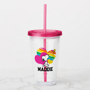 Snoopy and Woodstock   Rainbow Hearts Acrylic Tumbler