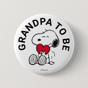 Snoopy Baby Shower Grandpa To Be 6 Cm Round Badge