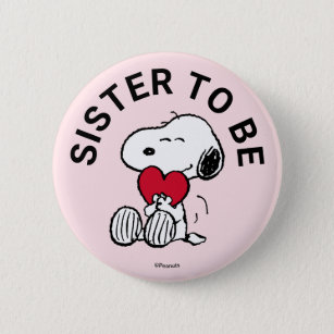 Snoopy Baby Shower Sister To Be 6 Cm Round Badge