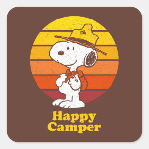 Snoopy   Beagle Scout - Happy Camper Square Sticker