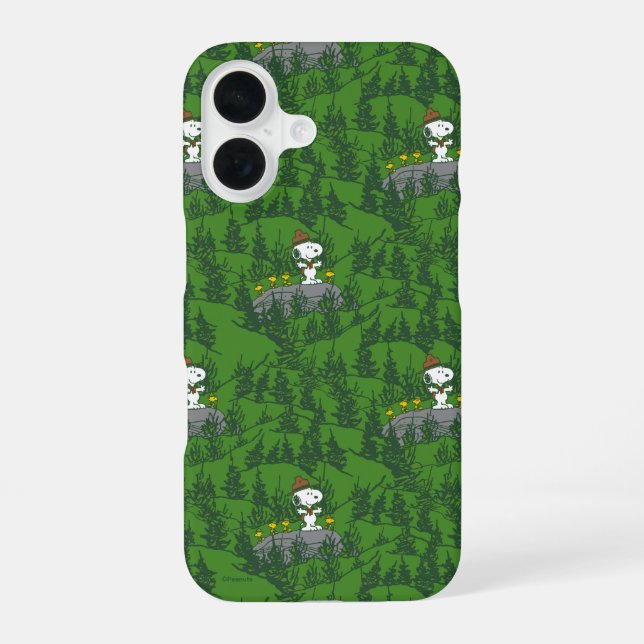 Snoopy Beagle Scout Hiking Pattern iPhone 16 Case (Back)