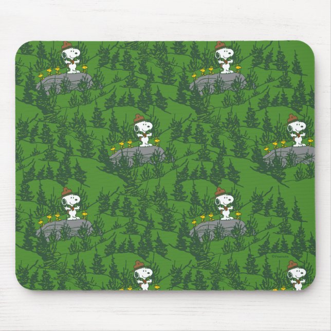 Snoopy Beagle Scout Hiking Pattern Mouse Pad (Front)