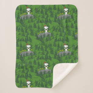 Snoopy Beagle Scout Hiking Pattern Sherpa Blanket