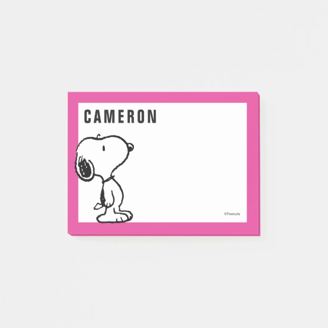 Snoopy Black & Magenta | Add Your Name Post-it Notes (Front)