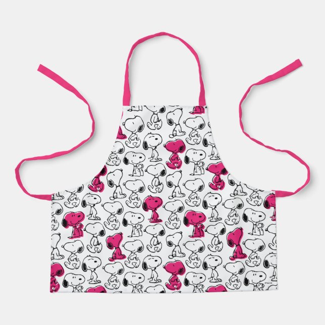 Snoopy Black & Magenta Pattern Apron (Front)