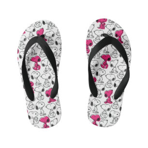 Snoopy Black & Magenta Pattern Kid's Thongs