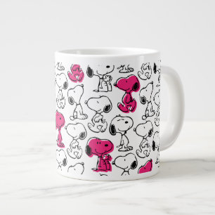 Snoopy Black & Magenta Pattern Large Coffee Mug