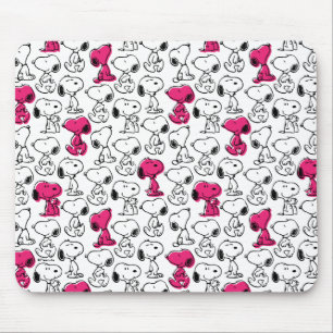 Snoopy Black & Magenta Pattern Mouse Pad