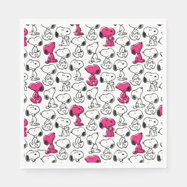 Snoopy Black & Magenta Pattern Napkin (Front)