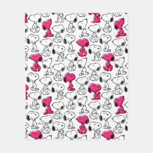 Snoopy Black & Magenta Pattern Pet Fleece Blanket
