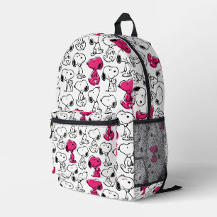 Snoopy Black & Magenta Pattern Printed Backpack