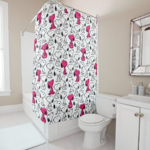 Snoopy Black & Magenta Pattern Shower Curtain