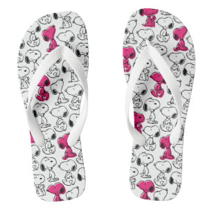 Snoopy Black & Magenta Pattern Thongs