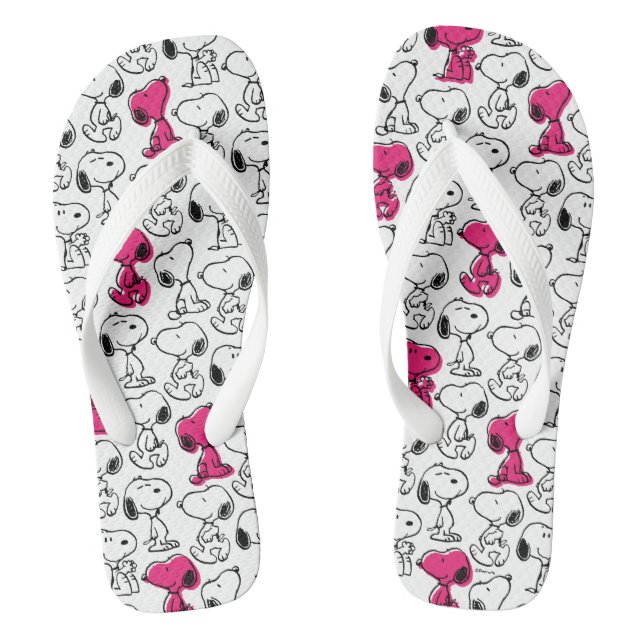 Snoopy Black & Magenta Pattern Thongs (Footbed)