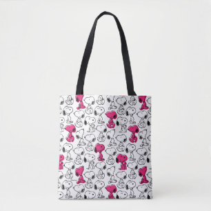 Snoopy Black & Magenta Pattern Tote Bag
