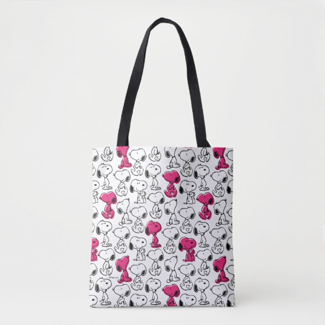 Snoopy Black & Magenta Pattern Tote Bag (Front)