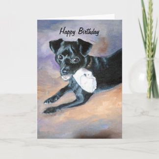Snoopy Black Rat Terrier Mix Dog Portrait Card