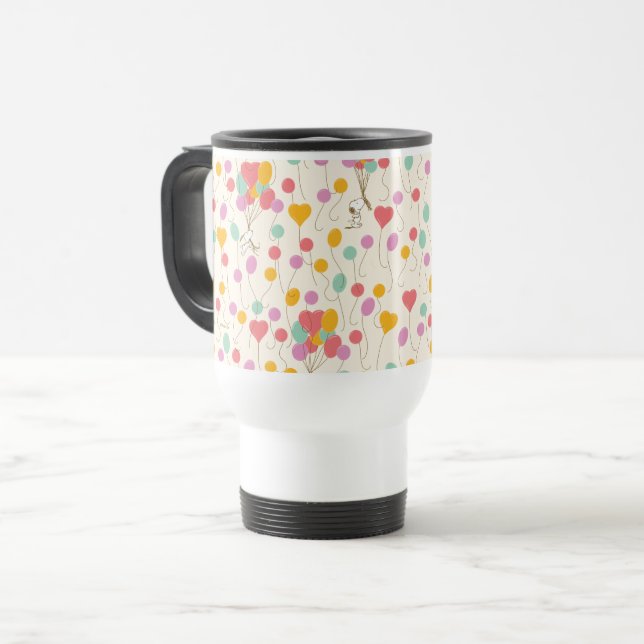 Snoopy Bunches of Balloons Pattern Travel Mug (Front Left)