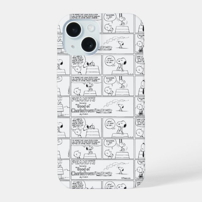 Snoopy & Charlie Brown | English Muffin iPhone 15 Case (Back)