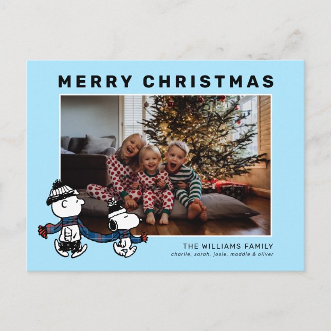 Snoopy & Charlie Winter Scarf Christmas Photos Holiday Postcard (Front)